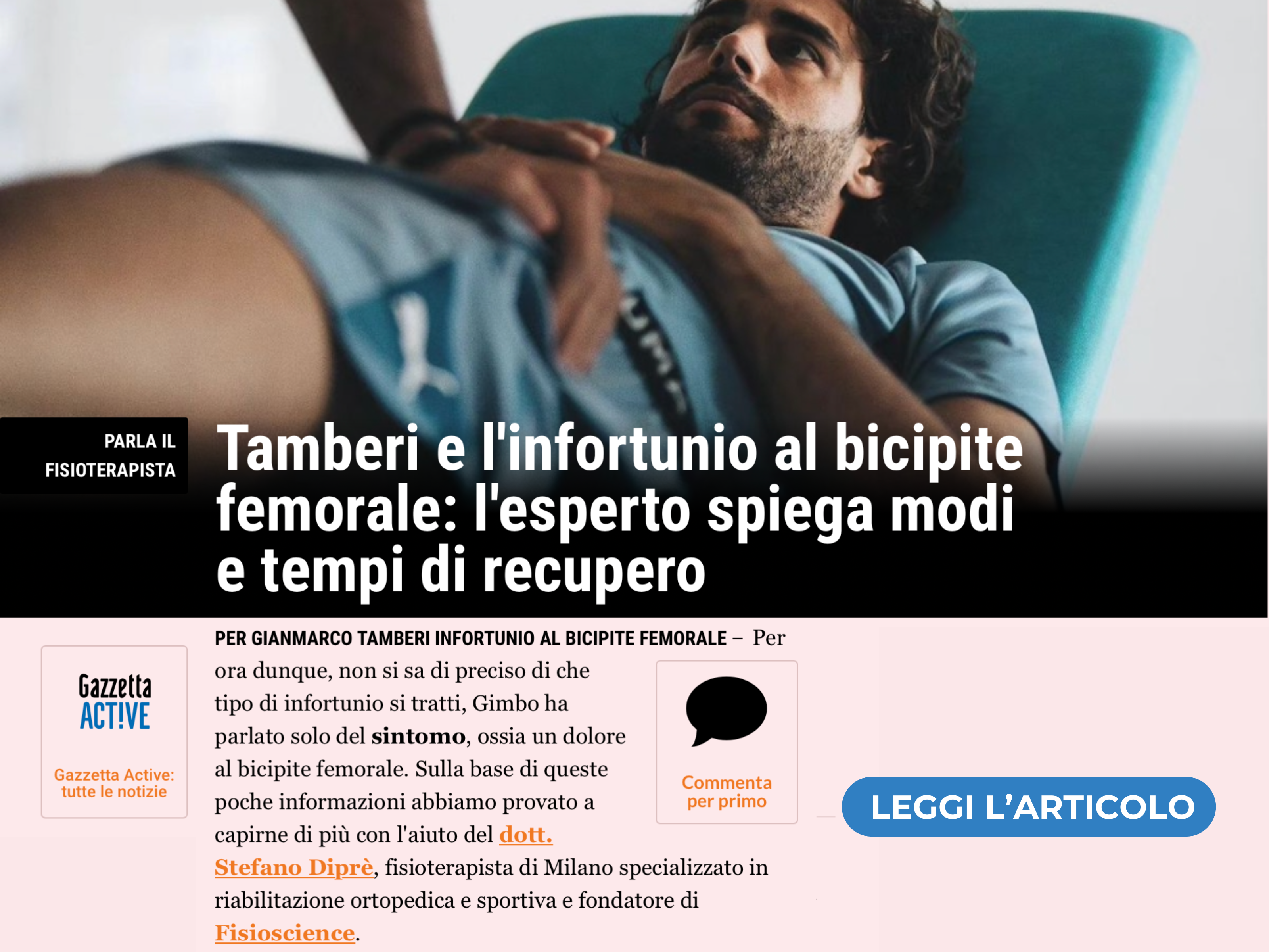 INFORTUNIO TAMBERI GAZZETTA DELLO SPORT DIPRè STEFANO